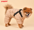 pies w kombinezonie zimowym z szelkami Puppia Soft Onesie beż