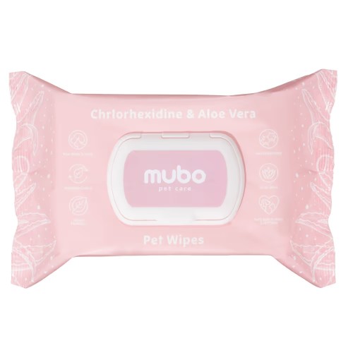 Mubo Chlorhexidine & Aloe Vera Pet Wipes - chusteczki pielgnacyjne dla psa  i kota 40 szt