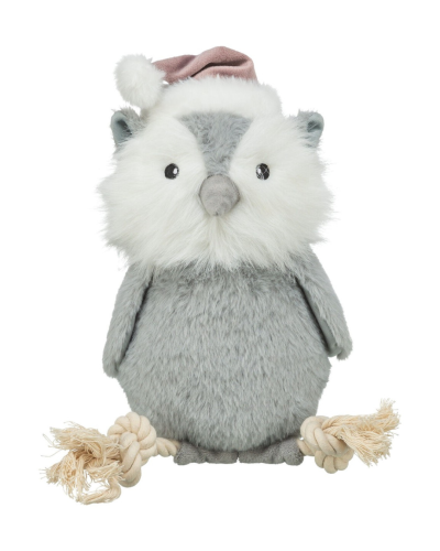 Zabawka dla psa Xmas Sowa z linką Trixie z piszczałką, świąteczna 31 cm