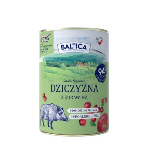 Mokra karma dla psa Dziczyzna z żurawiną BALTICA Smaki Regionów 400 g – bezzbożowa, monoproteinowa karma dla psa dorosłego