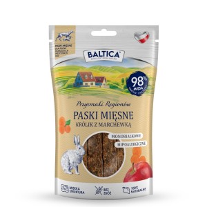 Mięsne paski dla psa Królik z marchewką 90g BALTICA PRZYSMAKI REGIONÓW naturalne przysmaki