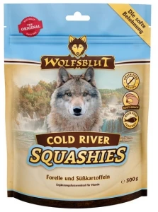 Wolfsblut Dog Squashies Cold River Pstrąg, Łosoś i bataty 300 g – miękkie przysmaki dla psa