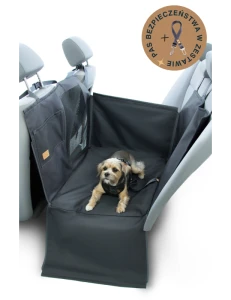 Mata samochodowa dla psa Dengu 2/3 kanapy BeBobi Mono Szara z pasem bezpieczeństwa i opcją sztywnej podłogi