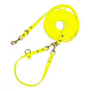 Linka treningowa dla psa HEXA neon żółty BURA wodoodporna