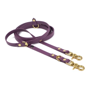 Smycz przepinana multifunkcyjna BioThane® wodoodporna BURA Bakłażan