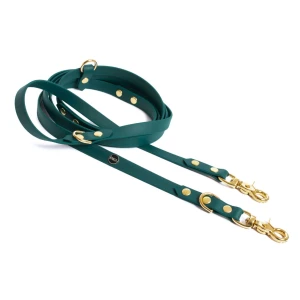 Smycz przepinana multifunkcyjna BioThane® wodoodporna BURA Butelkowa Zieleń