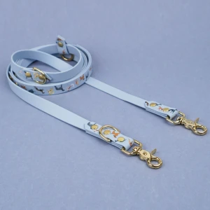 Smycz przepinana multifunkcyjna BioThane® wodoodporna BURA Charty Pastelowy Niebieski