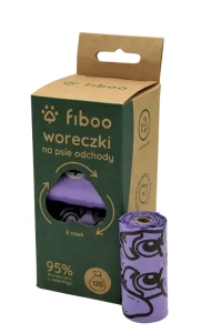 Fiboo woreczki na psie odchody 120 sztuk  95% recykling - fioletowe