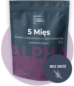 Karma sucha dla psa 5 MIĘS ALPHA 80% mięsa Dobra Karma PREMIUM