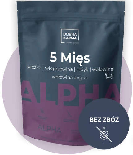 Karma sucha dla psa 5 MIĘS ALPHA 80% mięsa Dobra Karma PREMIUM