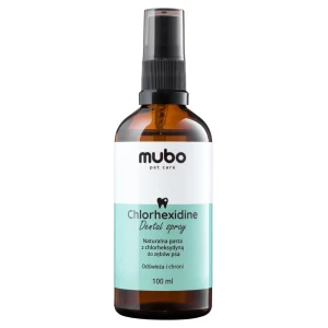 Mubo Chlorhexidine Dental Spray 100 ml – naturalna pasta do zębów dla psa z chlorheksydyną, enzymatyczna