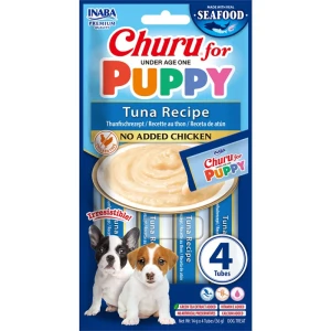 Kremowy przysmak dla szczeniąt TUŃCZYK INABA Dog Churu for Puppy Tuna Recipe 4x14g (56g) - bez kurczaka