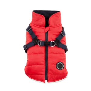 Kurtka zimowa dla psa z szelkami MOUNTAINEER Red Puppia czerwona