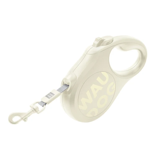 Smycz automatyczna dla psa WAUDOG R-leash Monochrome White – z odblaskową taśmą, biała